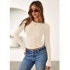 imagePRETTYGARDEN Women 2026 Fall Clothes Long Sleeve Shirts Ribbed Knit Fitted Basic Tee Going Out Tops Underscrub Casual OutfitsBeige