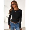 imagePRETTYGARDEN Women 2026 Fall Clothes Long Sleeve Shirts Ribbed Knit Fitted Basic Tee Going Out Tops Underscrub Casual OutfitsBlack
