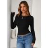 imagePRETTYGARDEN Women 2026 Fall Clothes Long Sleeve Shirts Ribbed Knit Fitted Basic Tee Going Out Tops Underscrub Casual OutfitsBlack