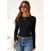 imagePRETTYGARDEN Women 2026 Fall Clothes Long Sleeve Shirts Ribbed Knit Fitted Basic Tee Going Out Tops Underscrub Casual OutfitsBlack