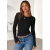 imagePRETTYGARDEN Women 2026 Fall Clothes Long Sleeve Shirts Ribbed Knit Fitted Basic Tee Going Out Tops Underscrub Casual OutfitsBlack