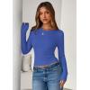 imagePRETTYGARDEN Women 2026 Fall Clothes Long Sleeve Shirts Ribbed Knit Fitted Basic Tee Going Out Tops Underscrub Casual OutfitsBlue