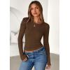 imagePRETTYGARDEN Women 2026 Fall Clothes Long Sleeve Shirts Ribbed Knit Fitted Basic Tee Going Out Tops Underscrub Casual OutfitsBrown