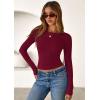 imagePRETTYGARDEN Women 2026 Fall Clothes Long Sleeve Shirts Ribbed Knit Fitted Basic Tee Going Out Tops Underscrub Casual OutfitsBurgundy