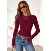 imagePRETTYGARDEN Women 2026 Fall Clothes Long Sleeve Shirts Ribbed Knit Fitted Basic Tee Going Out Tops Underscrub Casual OutfitsBurgundy