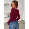 imagePRETTYGARDEN Women 2026 Fall Clothes Long Sleeve Shirts Ribbed Knit Fitted Basic Tee Going Out Tops Underscrub Casual OutfitsBurgundy