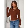 imagePRETTYGARDEN Women 2026 Fall Clothes Long Sleeve Shirts Ribbed Knit Fitted Basic Tee Going Out Tops Underscrub Casual OutfitsCaramel