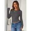 imagePRETTYGARDEN Women 2026 Fall Clothes Long Sleeve Shirts Ribbed Knit Fitted Basic Tee Going Out Tops Underscrub Casual OutfitsCharcoal
