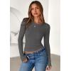 imagePRETTYGARDEN Women 2026 Fall Clothes Long Sleeve Shirts Ribbed Knit Fitted Basic Tee Going Out Tops Underscrub Casual OutfitsCharcoal