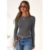 imagePRETTYGARDEN Women 2026 Fall Clothes Long Sleeve Shirts Ribbed Knit Fitted Basic Tee Going Out Tops Underscrub Casual OutfitsCharcoal