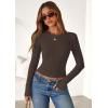 imagePRETTYGARDEN Women 2026 Fall Clothes Long Sleeve Shirts Ribbed Knit Fitted Basic Tee Going Out Tops Underscrub Casual OutfitsDark Brown