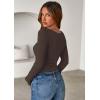 imagePRETTYGARDEN Women 2026 Fall Clothes Long Sleeve Shirts Ribbed Knit Fitted Basic Tee Going Out Tops Underscrub Casual OutfitsDark Brown