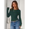 imagePRETTYGARDEN Women 2026 Fall Clothes Long Sleeve Shirts Ribbed Knit Fitted Basic Tee Going Out Tops Underscrub Casual OutfitsDark Green