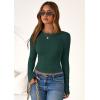 imagePRETTYGARDEN Women 2026 Fall Clothes Long Sleeve Shirts Ribbed Knit Fitted Basic Tee Going Out Tops Underscrub Casual OutfitsDark Green