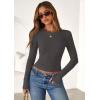 imagePRETTYGARDEN Women 2026 Fall Clothes Long Sleeve Shirts Ribbed Knit Fitted Basic Tee Going Out Tops Underscrub Casual OutfitsDark Grey
