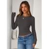 imagePRETTYGARDEN Women 2026 Fall Clothes Long Sleeve Shirts Ribbed Knit Fitted Basic Tee Going Out Tops Underscrub Casual OutfitsDark Grey