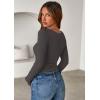imagePRETTYGARDEN Women 2026 Fall Clothes Long Sleeve Shirts Ribbed Knit Fitted Basic Tee Going Out Tops Underscrub Casual OutfitsDark Grey