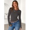 imagePRETTYGARDEN Women 2026 Fall Clothes Long Sleeve Shirts Ribbed Knit Fitted Basic Tee Going Out Tops Underscrub Casual OutfitsDark Grey