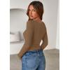 imagePRETTYGARDEN Women 2026 Fall Clothes Long Sleeve Shirts Ribbed Knit Fitted Basic Tee Going Out Tops Underscrub Casual OutfitsDark Khaki