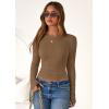imagePRETTYGARDEN Women 2026 Fall Clothes Long Sleeve Shirts Ribbed Knit Fitted Basic Tee Going Out Tops Underscrub Casual OutfitsDark Khaki