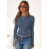 imagePRETTYGARDEN Women 2026 Fall Clothes Long Sleeve Shirts Ribbed Knit Fitted Basic Tee Going Out Tops Underscrub Casual OutfitsDusty Blue