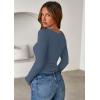 imagePRETTYGARDEN Women 2026 Fall Clothes Long Sleeve Shirts Ribbed Knit Fitted Basic Tee Going Out Tops Underscrub Casual OutfitsDusty Blue