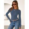 imagePRETTYGARDEN Women 2026 Fall Clothes Long Sleeve Shirts Ribbed Knit Fitted Basic Tee Going Out Tops Underscrub Casual OutfitsDusty Blue