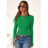 imagePRETTYGARDEN Women 2026 Fall Clothes Long Sleeve Shirts Ribbed Knit Fitted Basic Tee Going Out Tops Underscrub Casual OutfitsGreen
