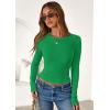 imagePRETTYGARDEN Women 2026 Fall Clothes Long Sleeve Shirts Ribbed Knit Fitted Basic Tee Going Out Tops Underscrub Casual OutfitsGreen