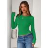 imagePRETTYGARDEN Women 2026 Fall Clothes Long Sleeve Shirts Ribbed Knit Fitted Basic Tee Going Out Tops Underscrub Casual OutfitsGreen