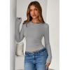 imagePRETTYGARDEN Women 2026 Fall Clothes Long Sleeve Shirts Ribbed Knit Fitted Basic Tee Going Out Tops Underscrub Casual OutfitsGrey