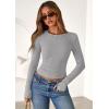 imagePRETTYGARDEN Women 2026 Fall Clothes Long Sleeve Shirts Ribbed Knit Fitted Basic Tee Going Out Tops Underscrub Casual OutfitsGrey