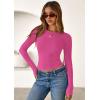 imagePRETTYGARDEN Women 2026 Fall Clothes Long Sleeve Shirts Ribbed Knit Fitted Basic Tee Going Out Tops Underscrub Casual OutfitsHot Pink