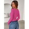 imagePRETTYGARDEN Women 2026 Fall Clothes Long Sleeve Shirts Ribbed Knit Fitted Basic Tee Going Out Tops Underscrub Casual OutfitsHot Pink
