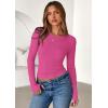 imagePRETTYGARDEN Women 2026 Fall Clothes Long Sleeve Shirts Ribbed Knit Fitted Basic Tee Going Out Tops Underscrub Casual OutfitsHot Pink