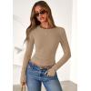 imagePRETTYGARDEN Women 2026 Fall Clothes Long Sleeve Shirts Ribbed Knit Fitted Basic Tee Going Out Tops Underscrub Casual OutfitsKhaki