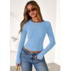 imagePRETTYGARDEN Women 2026 Fall Clothes Long Sleeve Shirts Ribbed Knit Fitted Basic Tee Going Out Tops Underscrub Casual OutfitsLight Blue