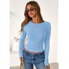 imagePRETTYGARDEN Women 2026 Fall Clothes Long Sleeve Shirts Ribbed Knit Fitted Basic Tee Going Out Tops Underscrub Casual OutfitsLight Blue