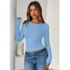 imagePRETTYGARDEN Women 2026 Fall Clothes Long Sleeve Shirts Ribbed Knit Fitted Basic Tee Going Out Tops Underscrub Casual OutfitsLight Blue