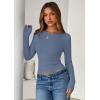 imagePRETTYGARDEN Women 2026 Fall Clothes Long Sleeve Shirts Ribbed Knit Fitted Basic Tee Going Out Tops Underscrub Casual OutfitsLight Dusty Blue