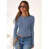 imagePRETTYGARDEN Women 2026 Fall Clothes Long Sleeve Shirts Ribbed Knit Fitted Basic Tee Going Out Tops Underscrub Casual OutfitsLight Dusty Blue