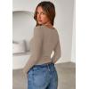 imagePRETTYGARDEN Women 2026 Fall Clothes Long Sleeve Shirts Ribbed Knit Fitted Basic Tee Going Out Tops Underscrub Casual OutfitsLight Khaki