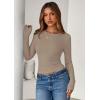 imagePRETTYGARDEN Women 2026 Fall Clothes Long Sleeve Shirts Ribbed Knit Fitted Basic Tee Going Out Tops Underscrub Casual OutfitsLight Khaki
