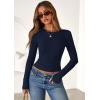 imagePRETTYGARDEN Women 2026 Fall Clothes Long Sleeve Shirts Ribbed Knit Fitted Basic Tee Going Out Tops Underscrub Casual OutfitsNavy Blue