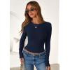 imagePRETTYGARDEN Women 2026 Fall Clothes Long Sleeve Shirts Ribbed Knit Fitted Basic Tee Going Out Tops Underscrub Casual OutfitsNavy Blue