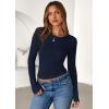 imagePRETTYGARDEN Women 2026 Fall Clothes Long Sleeve Shirts Ribbed Knit Fitted Basic Tee Going Out Tops Underscrub Casual OutfitsNavy Blue