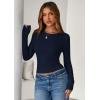 imagePRETTYGARDEN Women 2026 Fall Clothes Long Sleeve Shirts Ribbed Knit Fitted Basic Tee Going Out Tops Underscrub Casual OutfitsNavy Blue