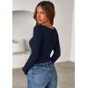 imagePRETTYGARDEN Women 2026 Fall Clothes Long Sleeve Shirts Ribbed Knit Fitted Basic Tee Going Out Tops Underscrub Casual OutfitsNavy Blue