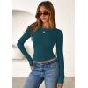 imagePRETTYGARDEN Women 2026 Fall Clothes Long Sleeve Shirts Ribbed Knit Fitted Basic Tee Going Out Tops Underscrub Casual OutfitsPeacock Blue