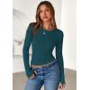 imagePRETTYGARDEN Women 2026 Fall Clothes Long Sleeve Shirts Ribbed Knit Fitted Basic Tee Going Out Tops Underscrub Casual OutfitsPeacock Blue